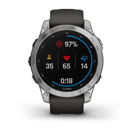 GPS hodinky Garmin fenix 7 Glass - Silver/ Graphite Silicone Band