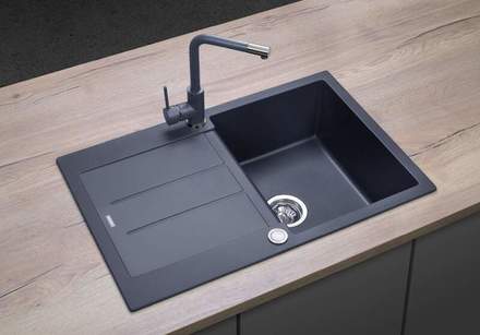 Páková kuchyňská vodovodní baterie Concept BDG4327dg granit TMAVĚ ŠEDÁ (1)