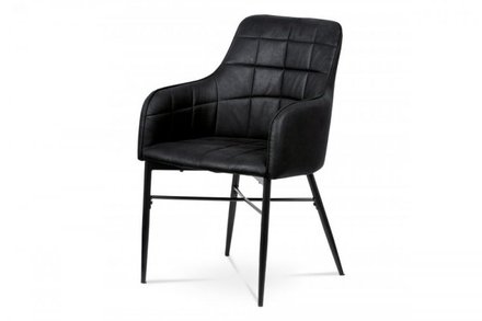Moderní jídelní židle Autronic Jídelní židle, potah černá látka v dekoru vintage kůže, kovová čtyřnohá podnož, (AC-9990 BK3)