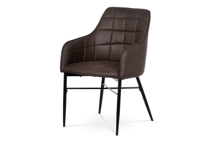 Moderní jídelní židle Autronic Jídelní židle, potah hnědá látka v dekoru vintage kůže, kovová čtyřnohá podnož, (AC-9990 BR3)