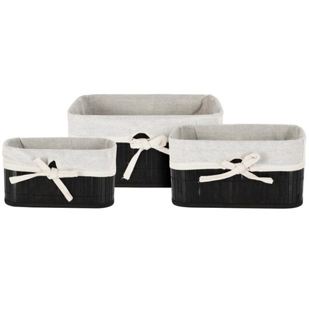 Úložné košíky ProGarden KO-MA1000050 Úložné košíky sada 3 ks bambus / textil