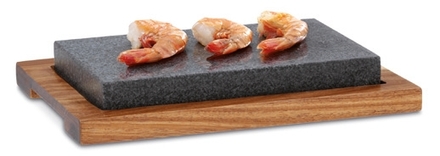 Set žulového kamene a akáciového prkénka na servírování Kela KL-16647 Gril kamenný COUNTRY 2-dílný 24 x 16 x 4 cm