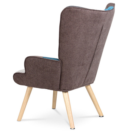 Křeslo Autronic Křeslo ušák s podnožkou, potah patchwork látka, nohy masiv kaučukovník (AK-305 PW2) (8)