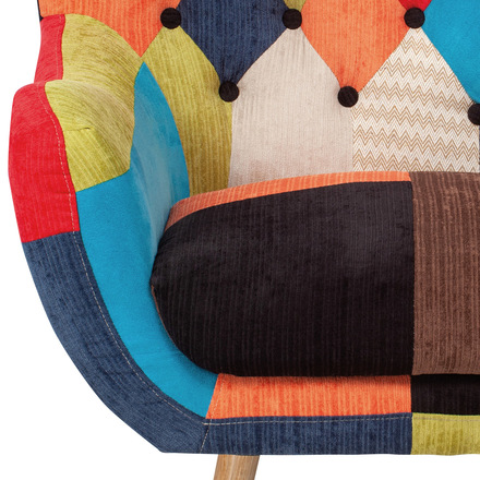 Křeslo Autronic Křeslo, potah látka patchwork, masiv přírodní kaučukovník (AK-103 PW2) (9)