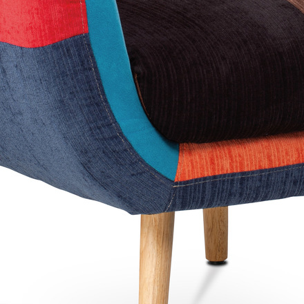 Křeslo Autronic Křeslo, potah látka patchwork, masiv přírodní kaučukovník (AK-103 PW2) (10)