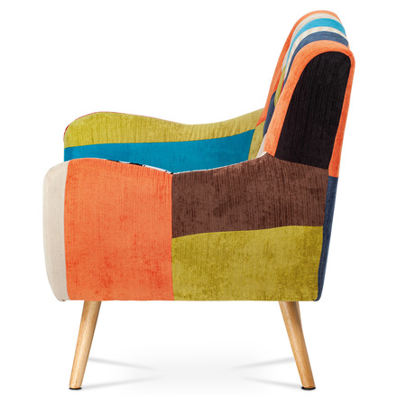 Křeslo Autronic Křeslo, potah látka patchwork, masiv přírodní kaučukovník (AK-103 PW2) (4)