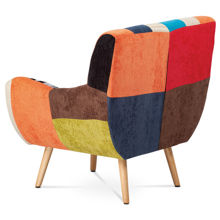 Křeslo Autronic Křeslo, potah látka patchwork, masiv přírodní kaučukovník (AK-103 PW2) (5)