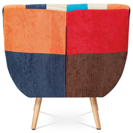 Křeslo Autronic Křeslo, potah látka patchwork, masiv přírodní kaučukovník (AK-103 PW2) (6)