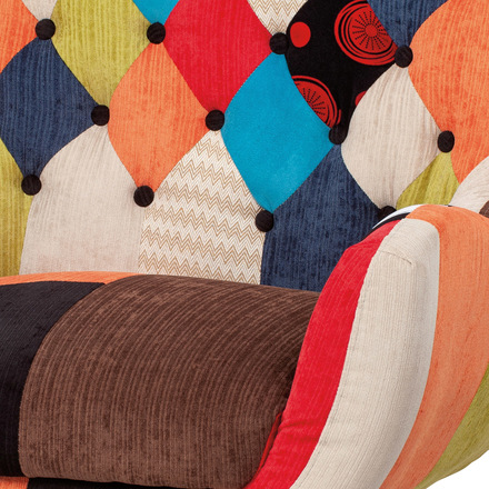 Křeslo Autronic Křeslo, potah látka patchwork, masiv přírodní kaučukovník (AK-103 PW2) (8)