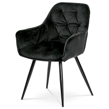 Moderní jídelní židle Autronic Jídelní židle, potah černá sametová látka, kovová 4nohá podnož, černý lak (DCH-421 BK4)