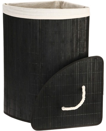 Koš na prádlo Excellent KO-HX9100560 Koš na prádlo rohový bambus 35 x 35 x 60 cm černá