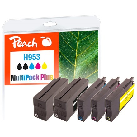 Inkoustová náplň Peach HP No. 953, MultiPack Plus, 2x24/ 3x10 ml kompatibilní - černá/ modrá/ červená/ žlutá