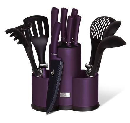 Sada nožů a kuchyňského náčiní Berlingerhaus BH-6258 ve stojanu 12 ks Purple Metallic Line