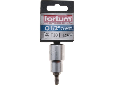 Hlavice zástrčná Fortum (4700723) hlavice zástrčná TORX, 1/2", TX 30, L 55mm, CrV/S2 (1)