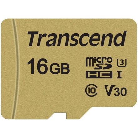 Paměťová karta Transcend 500S microSDHC 16GB UHS-I U3 (Class 10) (95R/60W) + adapter
