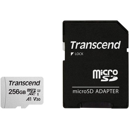 Paměťová karta Transcend 300S microSDXC 256GB UHS-I U3 V30 A1 (95R/ 40W) + adapter