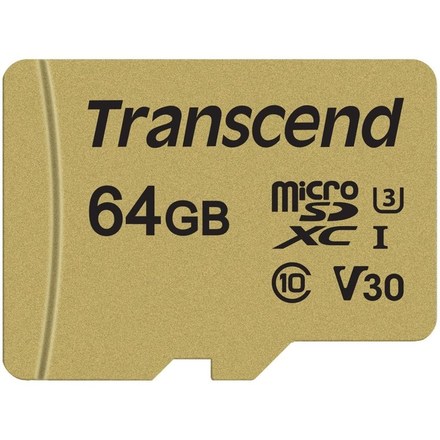 Paměťová karta Transcend 500S microSDXC 64GB UHS-I U3 (Class 10) (95R/ 60W) + adapter