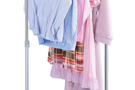 Stojan na šaty Autronic Stojan na šaty, šedá barva a chrom, kov  plast, pojezd, nosnost 5 kg (ABD-1209 GREY) (1)