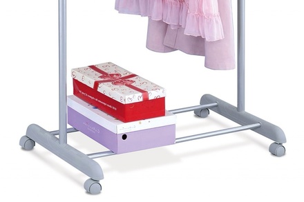 Stojan na šaty Autronic Stojan na šaty, šedá barva a chrom, kov  plast, pojezd, nosnost 5 kg (ABD-1209 GREY) (2)