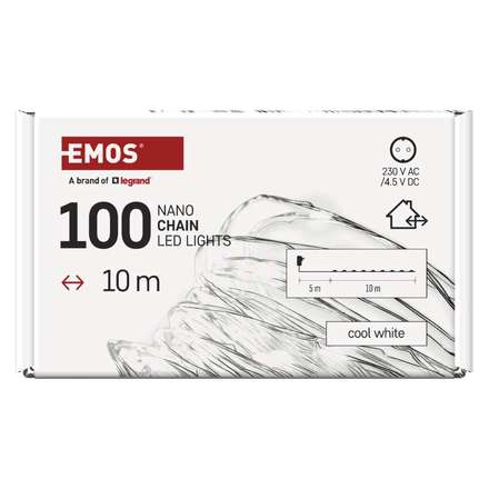 Vánoční řetěz Emos D3AC01 LED vánoční nano řetěz stříbrný, 10 m, venkovní i vnitřní, studená bílá, časovač (6)