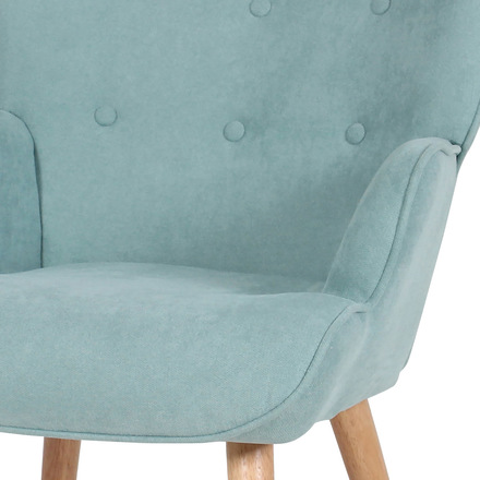 Křeslo Autronic Křeslo ušák s podnožkou, potah světle modrá látka, dřevěné nohy, masiv kaučuko (AK-302 BLUE2) (9)