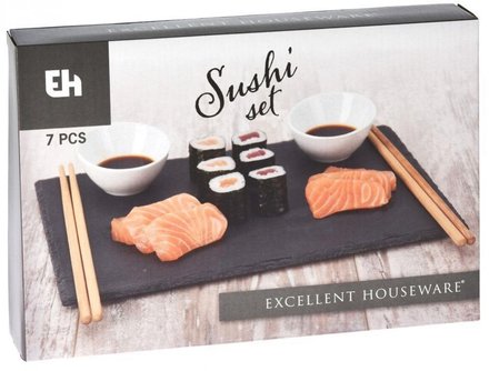 Sushi set Excellent KO-210000100 Sushi set porcelán/břidlice/bambus sada 7ks (2)