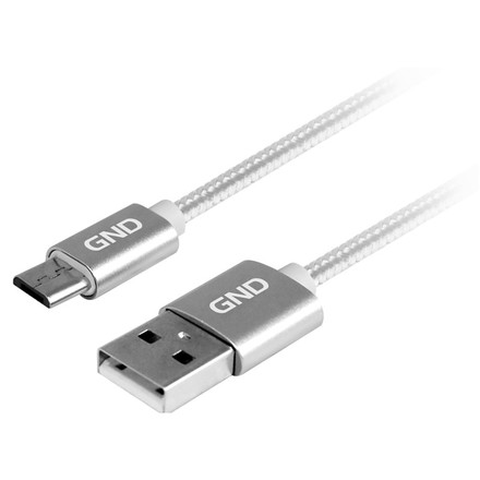 USB kabel GND MICUSB100MM08 USB / micro USB, opletený, 1m, titanium