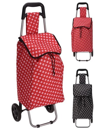 Nákupní taška Excellent KO-116000090cerv Nákupní taška na kolečkách 30 l puntíky červená