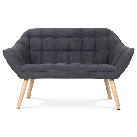 Sedačka Autronic Dvoumístná sedačka, potah tmavě šedá látka, dřevěné nohy, masiv kaučukovník (AK-322 GREY2) (1)