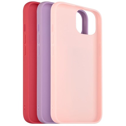 Set krytů na mobil Fixed Story na Apple iPhone 13 - červený/ růžový/ fialový
