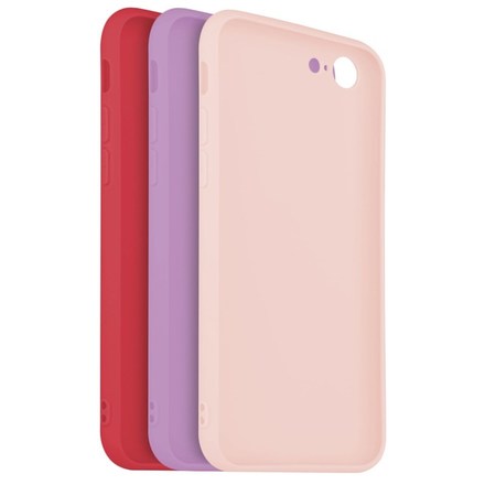 Set krytů na mobil Fixed Story na Apple iPhone 7/ 8/ SE (2020/ 2022) - červený/ růžový/ fialový