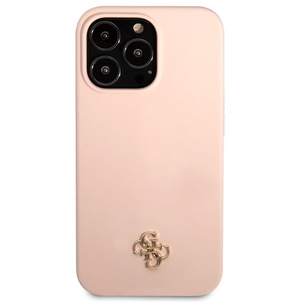 Kryt na mobil Guess 4G Metal Logo na Apple iPhone 13 Pro - růžový