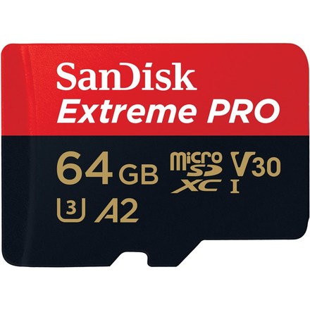 Paměťová karta SanDisk Micro SDXC Extreme Pro 64GB UHS-I U3 (200R/ 90W) + adapter