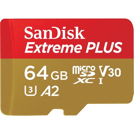 Paměťová karta SanDisk Micro SDXC Extreme Plus 64GB UHS-I U3 (200R/ 90W) + adapter