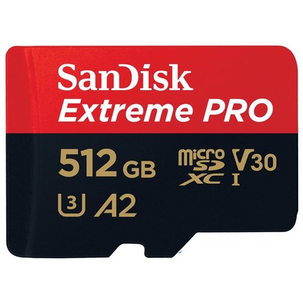 Paměťová karta SanDisk Micro SDXC Extreme Pro 512GB UHS-I U3 (200R/ 140W) + adapter