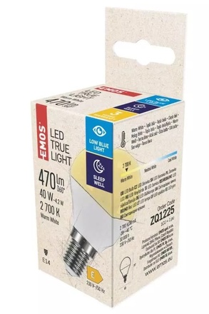 LED žárovka Emos ZQ1225 LED žárovka True Light 4,2W E14 teplá bílá (1)