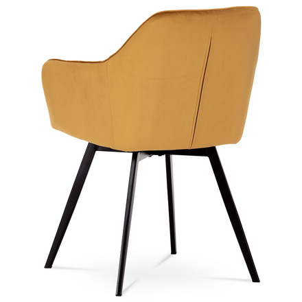 Moderní jídelní židle Autronic Jídelní židle, potah žlutá sametová látka, kovové nohy, černý matný lak (DCH-425 YEL4) (6)