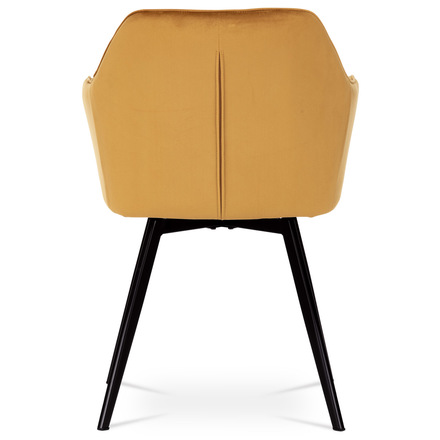 Moderní jídelní židle Autronic Jídelní židle, potah žlutá sametová látka, kovové nohy, černý matný lak (DCH-425 YEL4) (7)