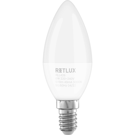 LED žárovka Retlux RLL 426 C37 E14 candle 6W WW