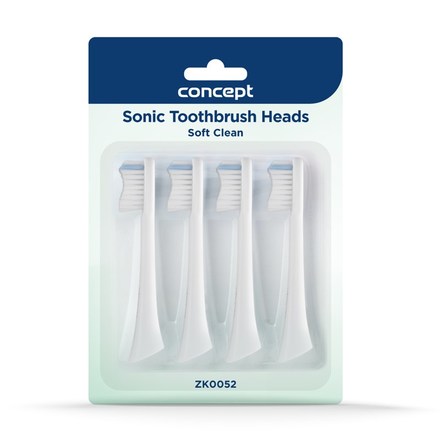 Náhradní hlavice Concept ZK0052 Soft Clean k zubním kartáčkům Perfect Smile ZK500x, 4 ks, bílé