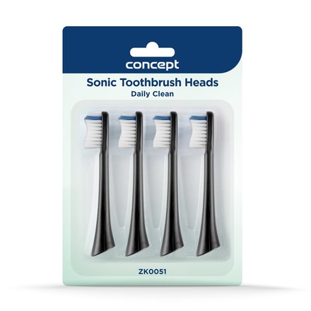 Náhradní hlavice Concept ZK0051 Daily Clean k zubním kartáčkům Perfect Smile ZK500x, 4 ks, černé