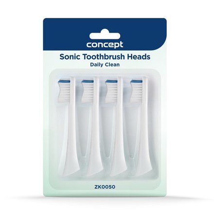 Náhradní hlavice Concept ZK0050 Daily Clean k zubním kartáčkům Perfect Smile ZK500x, 4 ks, bílé