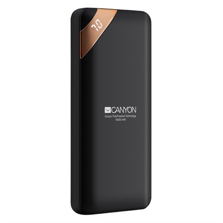 Powerbank Canyon Powerbank 10000 mAh, USB-C, s digitálnim displejem - černá