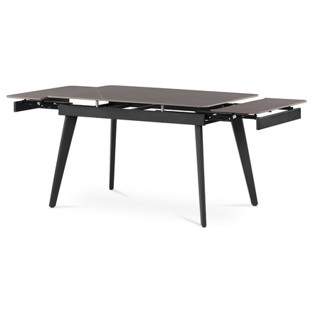 Moderní jídelní stůl Autronic Jídelní stůl 120+30+30x80 cm, keramická deska šedý mramor, kov, černý matný lak (HT-405M GREY)