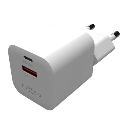Nabíječka do sítě Fixed Mini s USB-C PD/ USB QC 3.0, 20W - bílá (2)