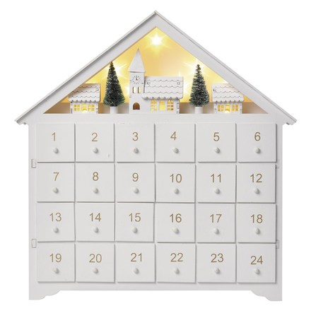 LED adventní kalendář Emos DCWW02 LED adventní kalendář dřevěný, 35x33 cm, 2x AA, vnitřní, teplá bílá, časovač