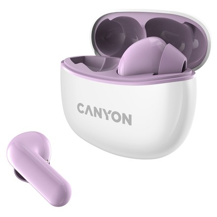 Sluchátka do uší Canyon TWS-5 BT - bílá/ fialová