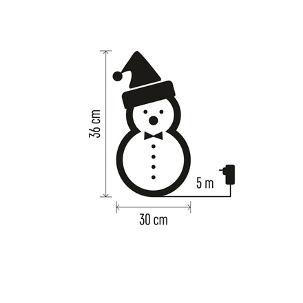 Vánoční sněhulák Emos DCFC18 LED vánoční sněhulák s kloboukem, 36 cm, venkovní i vnitřní, studená bílá, časovač