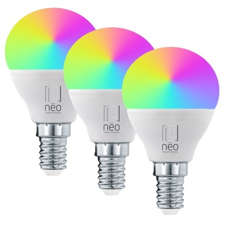 Chytrá žárovka Immax NEO LITE SMART LED E14 6W RGB+CCT barevná a bílá, stmívatelná, Wi-Fi, P45, TUYA, 3ks