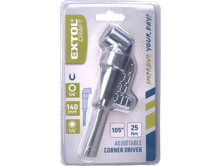 Úhlový nástavec/držák hrotů do vrtačky Extol Premium 919407 úhlový nástavec/držák hrotů do vrtačky, 1/4"x140mm (105°) s magnetem (4)